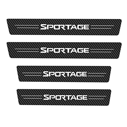 Symilov 4 Stück Auto Einstiegsleisten Schutz für KI-A Sportage Tuning Zubehör, Auto Türschweller Schutz mit Logo, Kohlefaser Auto Türeinstiegsschutz Aufkleber,Black von Symilov