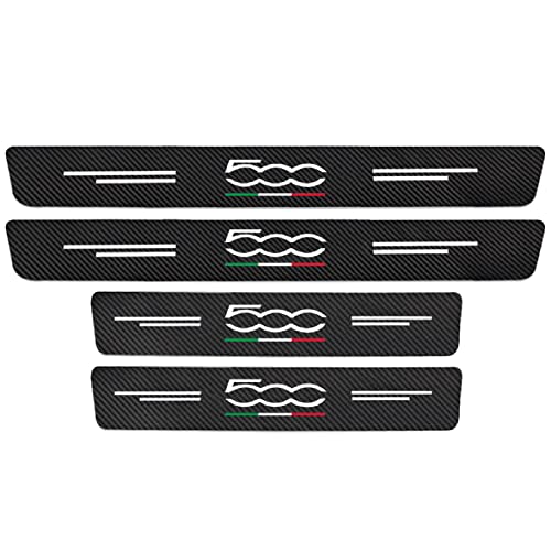 Symilov 4 Stück Auto Kohlefaser Einstiegsleisten Aufkleber für Fi-at 500, Türschwellenschutz Folie Car Kratzschutz Abdeckung Dekor Zubehö,Black von Symilov