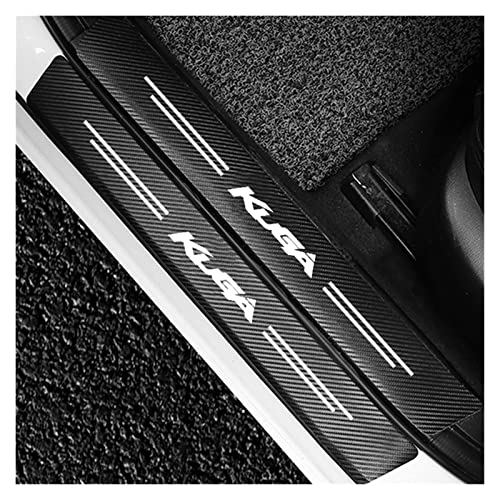 Symilov 4 Stück Auto Kohlefaser Einstiegsleisten Kick Plates Aufkleber für Fo-rd Kuga MK1 MK2 MK3, Car Türschwelle Scuff Pedal Anti Scratch Schwellenabdeckung Schutz Trim Sticker Zubehör,Black von Symilov