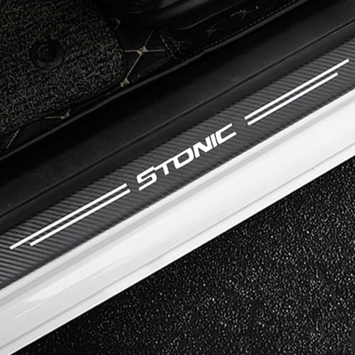 Symilov 4 Stück Auto Kohlefaser Einstiegsleisten Schutz Für K-ia Stonic 2018-2024 Tuning Zubehör mit Logo Türschwelle Anti Kratz Aufkleber Schutzstreifen,White Symilov 4 Stück Auto Kohlefaser Einstiegsleisten Schutz Für K-ia Stonic 2018-2024 Tuning Zubehör mit Logo Türschwelle Anti Kratz Aufkleber Schutzstreifen,White von Symilov