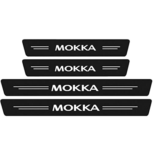 Symilov 4 Stück Auto Kohlefaser Einstiegsleisten Schutz Für Op-EL Mokka 2012-2022 Tuning Zubehör mit Logo Türschwelle Anti Kratz Aufkleber Schutzstreifen,White von Symilov