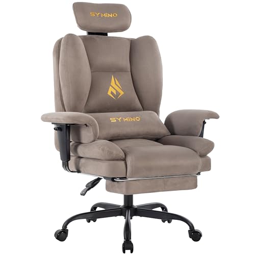 Symino Gaming Stuhl Chefsessel Bürostuhl Ergonomisch, Twill-Stoff Schreibtischstuhl mit Fußstütze Höhenverstellbarer Office Chair Computerstuhl 130kg, Braun Symino Gaming Stuhl Chefsessel Bürostuhl Ergonomisch, Twill-Stoff Schreibtischstuhl mit Fußstütze Höhenverstellbarer Office Chair Computerstuhl 130kg, Braun von Symino