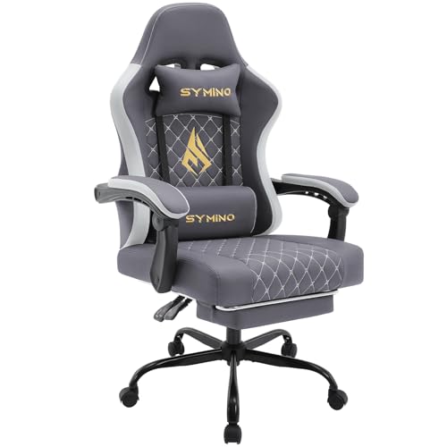 Symino Gaming Stuhl Racing Gamer Stuhl - Ergonomischer Gaming Sessel mit Lendenwirbelstütze, Gaming Chair mit Fußstütze Vintage PU Leder 130KG, Dark Grey Symino Gaming Stuhl Racing Gamer Stuhl - Ergonomischer Gaming Sessel mit Lendenwirbelstütze, Gaming Chair mit Fußstütze Vintage PU Leder 130KG, Dark Grey von Symino