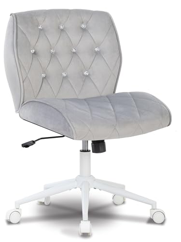 Symino Homeoffice Schneidersitz Stuhl Wippfunktion von 12°, Schminkstuhl Schreibtischstuhl aus Wildlederimitat Stoff, Höhenverstellbar 360° Drehbar Bürostuhl Ergonomisch, bis 150kg (Diamant -Grau) von Symino