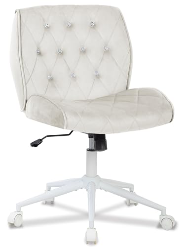 Symino Homeoffice Stuhl Wippfunktion von 12°, Schminkstuhl Schreibtischstuhl aus Wildlederimitat Stoff, Höhenverstellbar 360° Drehbar Bürostuhl Ergonomisch, bis 120kg (Diamant -Khaki) von Symino