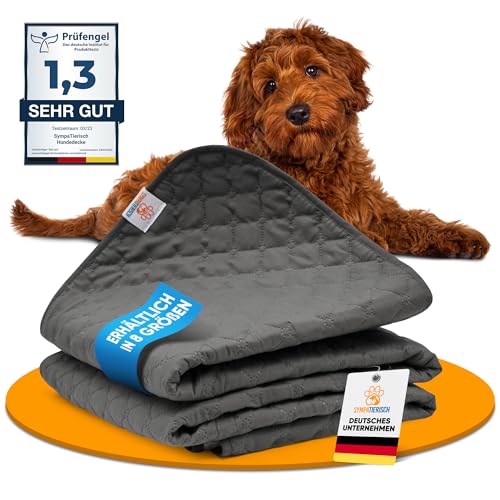 SympaTierisch wasserdichte Hundedecke - Robuste Hundematte als Schutz für Sofa & Bett - rutschfeste Hundedecke auch für große Hunde geeignet - in der Waschmaschine waschbar - 205 x 130 cm - grau von SympaTierisch