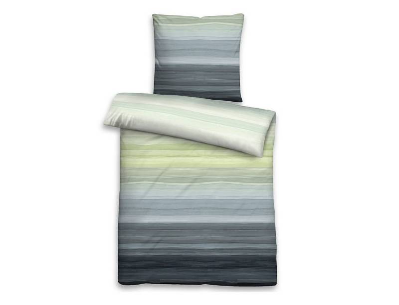 Sympathica Bettwäsche Bettwäsche Sympathica Satin 0614610-426 grün Streifen 155x220, Mako- Satin, 2 teilig von Sympathica
