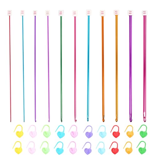 Tunesische Häkelnadel Set, 11 Stück 27 cm Lange Aluminium Tunesische Häkelnadeln mit 20 Stück Maschenmarkierer, 2,0-8,0 mm Häkelnadeln Set für Anfänger Tunesische Häkelnadel Set, 11 Stück 27 cm Lange Aluminium Tunesische Häkelnadeln mit 20 Stück Maschenmarkierer, 2,0-8,0 mm Häkelnadeln Set für Anfänger von Symphonyw