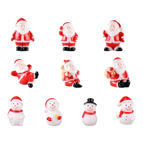 Weihnachten Miniatur Ornamente, 10 Stück Mini Weihnachtsmann Schneemann Deko Figuren, Harz Weihnachtsfiguren Deko Mini Figuren Klein Figuren DIY Zubehör Weihnachtsschmuck zum Basteln (mix-b) von Symphonyw