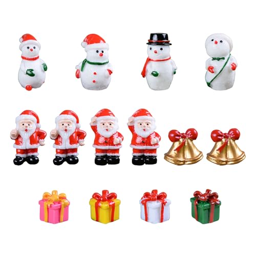 Weihnachten Miniatur Ornamente, 14 Stück Mini Weihnachtsmann Schneemann Deko Figuren, Harz Weihnachtsfiguren Deko Mini Figuren Klein Figuren DIY Zubehör Weihnachtsschmuck zum Basteln (mix-c) von Symphonyw