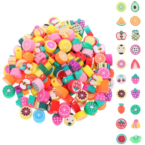 200 Stück Obst Perlen für Armbänder, Perlen Gehäkelt, Tropische Früchte Perlens Set Obsts, Perlens Fädeln Früchte Aus Perlenn Früchtes Zum Auffädeln, Bastelperlen Obst von SynHHergyx