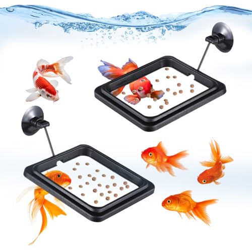 Futterspender für Fische, quadratisch, Betta-Futterring, schwimmender Futterspender mit Saugnapf, Aquarium-Zubehör für Goldfische, Guppy, kleine Fische, 2 Stück von SynHHergyx