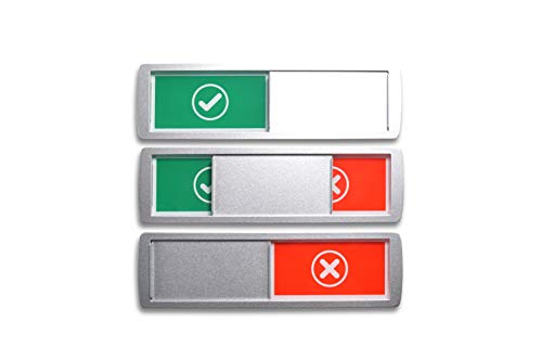 1 GROßES FREI/BESETZT Schild ✓&X 17,5x5cm NEU: Magnete im Rahmen arretieren Gebogene Metallschiebeeinheit in Position: Auch gut mit Ellbogen bedienbar - Metallic-Lack & 3M Qualitätsklebefläche von SynMe