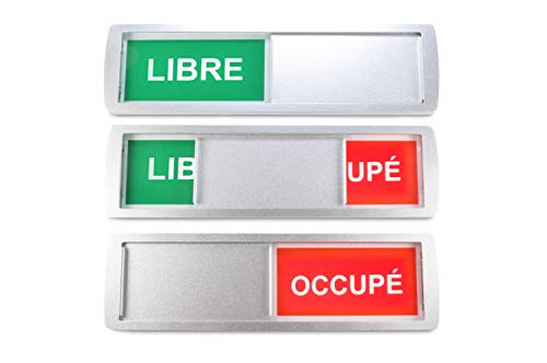 1 GROßES Libre/OCCUPÉ Schild XL - Mit Schieber & Festhaltemagneten - Schiebeschild - Frei Besetzt Klebeschild - 17,5 x 5 cm - Rückseite: 3M Klebefläche - Besprechungsraums - Freibesetztschild (1) von SynMe