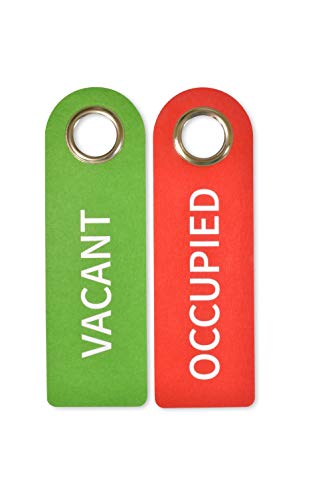 2 FREI BESETZT Türgriffschild aus Filz - 27 x 8,5 cm - Mit Metal-Schutzring (3,5 cm Durchmesser) - Vorne "VACANT", hinten "OCCUPIED" - Badezimmer Schlafzimmer - Statusanzeiger - Vielseitig einsetzbar von SynMe