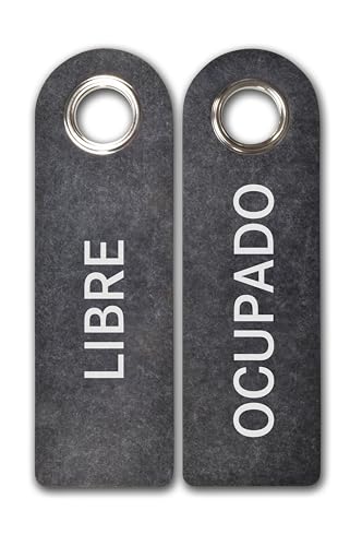 2 x Türgriffschilder span. LIBRE/OCUPADO in dunkelgrau - 27 x 8,5cm - Hochwertig aus Polyfilz gefertigt - Metallösen garantieren Langlebigkeit - Frei/Besetzt Schilder - Wasserabweisend - Türschild 2 x Türgriffschilder span. LIBRE/OCUPADO in dunkelgrau - 27 x 8,5cm - Hochwertig aus Polyfilz gefertigt - Metallösen garantieren Langlebigkeit - Frei/Besetzt Schilder - Wasserabweisend - Türschild von SynMe