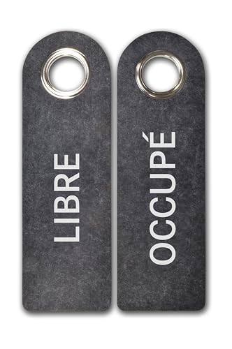 2xTürgriffschilder franz. LIBRE/OCCUPÉ in dunkelgrau - 27 x 8,5cm - Hochwertig aus Polyfilz gefertigt - Metallösen garantieren Langlebigkeit - Frei/Besetzt Schilder - Wasserabweisend - Türschild 2xTürgriffschilder franz. LIBRE/OCCUPÉ in dunkelgrau - 27 x 8,5cm - Hochwertig aus Polyfilz gefertigt - Metallösen garantieren Langlebigkeit - Frei/Besetzt Schilder - Wasserabweisend - Türschild von SynMe