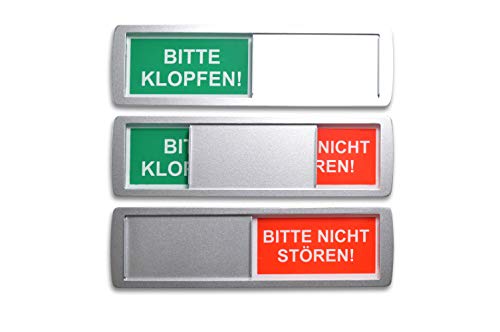 5 GROßE Bitte KLOPFEN/Bitte Nicht STÖREN Schilder 17,5x5cm NEU:Magnete im Rahmen arretieren Gebogene Metallschiebeeinheit in Position: Gut mit Ellbogen bedienbar Metallic-Lack&3M Qualitätsklebefläche 5 GROßE Bitte KLOPFEN/Bitte Nicht STÖREN Schilder 17,5x5cm NEU:Magnete im Rahmen arretieren Gebogene Metallschiebeeinheit in Position: Gut mit Ellbogen bedienbar Metallic-Lack&3M Qualitätsklebefläche von SynMe