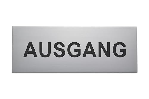 Schild AUSGANG - Made in Germany- Aluminium eloxiert - Schick & edel 16x6cm - Starke 3M Klebefläche auf Rückseite - Ausgangsschild/Eingangsschild - Ausgangstür - Türschild - Eingang - SynMe Germany von SynMe