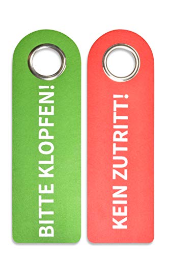 SynMe 2 Bitte KLOPFEN/KEIN ZUTRITT Türgriffschilder - 270 x 85 x 5mm - Poly-Filz/Metallschutzring - Frei Besetzt - Türschild Badezimmer Schlafzimmer - Statusanzeiger - Vielseitig einsetzbar (1) von SynMe