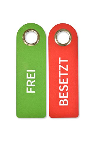 SynMe 5 x 2 FREI BESETZT Türgriffschilder aus Poly-Filz - 27 x 8,5cm - Grün/rot - Metall-Schutzring 3,5cm Durchmesser - Badezimmer Schlafzimmer - Statusanzeiger - Vielseitig einsetzbar Germany von SynMe
