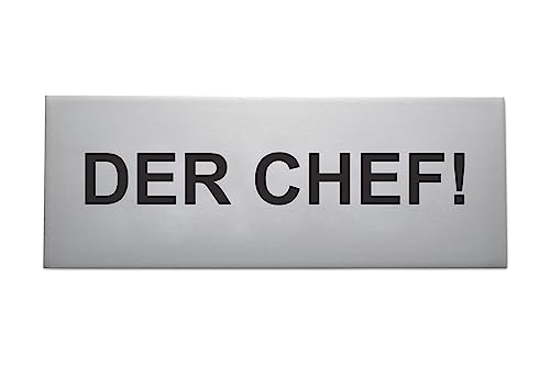 SynMe DER Chef Chef-Schild aus hochwertigem Aluminium (eloxiert), Versehen mit superstarken Klebefläche der Qualitätsmarke 3M - Büroschild lustig - BOSS - 160x60x1mm Germany - Made IN Germany von SynMe