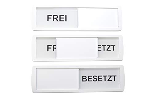 SynMe GROßES FREI/BESETZT Schiebeschild XL - Festhaltemagnete - Elegant in weiß - Frei Besetzt Klebeschild - 17,5 x 5 cm - Starke 3M Qualitätsklebefläche - Besprechungsraum - Freibesetztschild (1) von SynMe