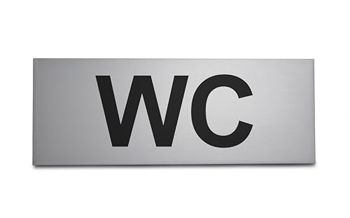 WC Schild "WC"- Aluminium eloxiert - Schick & edel 16x6cm - Starke 3M Klebefläche auf Rückseite - Kloschild - Toilettenschild - HerrenDamenToilette - Türschild Toilette - Herren WC - Damen WC - SynMe von SynMe