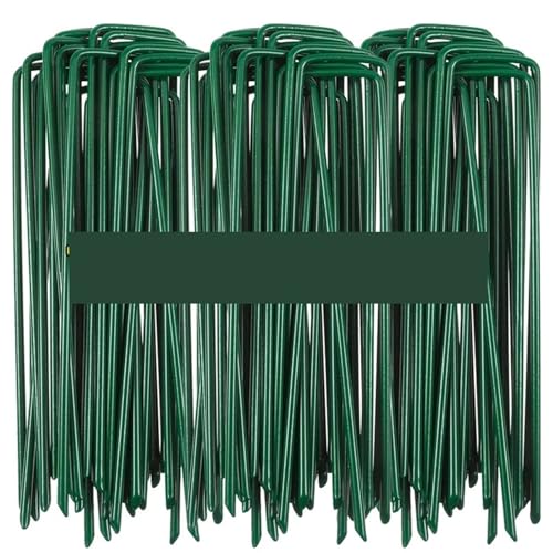 Bodenanker für Unkrautvlies 10/20/30/50pcs Galvanized U-Type Garden Staples Heavy-Duty Fence Tubing Stakes Sod Pins Artificial Grass Tent Securing Pegs Lawns Ground Nails(Green-10X4X0.3CM,20PCS) von SynapSYA