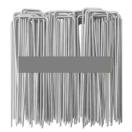 Bodenanker für Unkrautvlies 10/20/30/50pcs Galvanized U-Type Garden Staples Heavy-Duty Fence Tubing Stakes Sod Pins Artificial Grass Tent Securing Pegs Lawns Ground Nails(Silver-15X4X0.3CM,20PCS) von SynapSYA