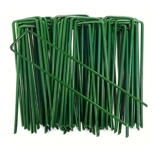 Bodenanker für Unkrautvlies 10/20/30/50pcs Landscape Staples U-Shaped Turf Pins Garden Stakes Heavy Duty Yard Lawn Tent Ground Nail Securing Pegs(Green-10X4X0.3cm,20PCS) von SynapSYA