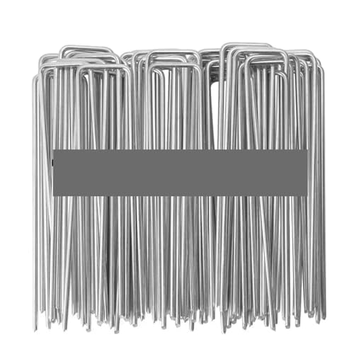 Bodenanker für Unkrautvlies 10/20/30/50pcs Landscape Staples U-Shaped Turf Pins Garden Stakes Heavy Duty Yard Lawn Tent Ground Nail Securing Pegs(Silver-10X4X0.3cm,20PCS) von SynapSYA