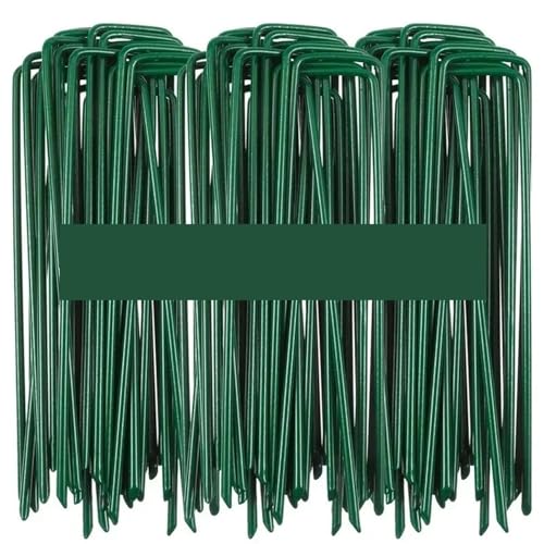 Bodenanker für Unkrautvlies 10/20/30/50pcs U-Shaped Garden Stakes Heavy Duty Landscape Staples Fence Tubing Sod Pins Securing Pegs Spike Holding Lawns Ground Nail(Green-15X4X0.3CM,50PCS) von SynapSYA