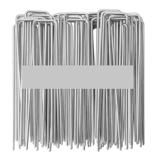 Bodenanker für Unkrautvlies 10/20/30/50pcs U-Shaped Garden Stakes Heavy Duty Landscape Staples Fence Tubing Sod Pins Securing Pegs Spike Holding Lawns Ground Nail(Silver-10X4X0.3CM,50PCS) von SynapSYA