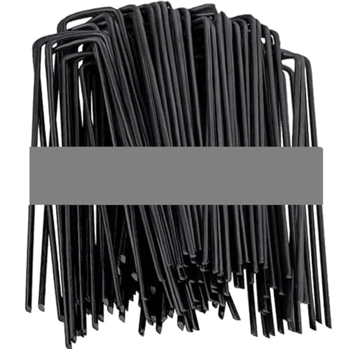 Bodenanker für Unkrautvlies 30/20/10pcs U-Shaped Garden Pins Heavy Duty Yard Lawn Tent Stakes Securing Pegs Spike Fence Stake Landscape Staples(Black- 0.3x4x15cm,20PCS) von SynapSYA