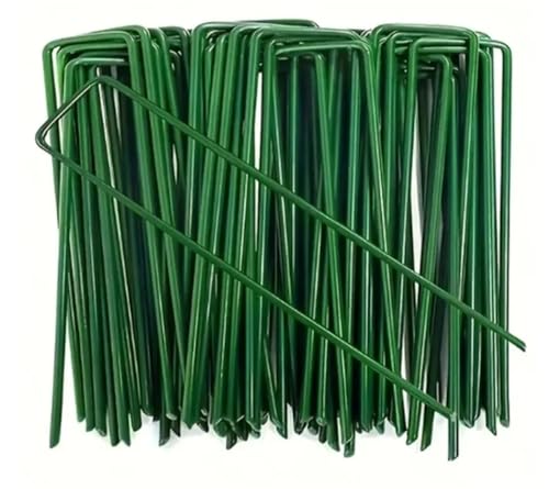 Bodenanker für Unkrautvlies 30/20/10pcs U-Shaped Garden Pins Heavy Duty Yard Lawn Tent Stakes Securing Pegs Spike Fence Stake Landscape Staples(Green- 0.3x4x10cm,10PCS) von SynapSYA