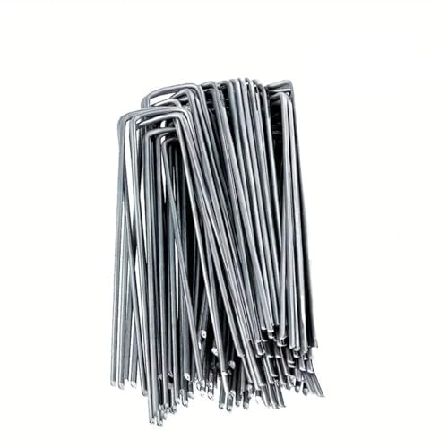 Bodenanker für Unkrautvlies 30/20/10pcs U-Shaped Garden Pins Heavy Duty Yard Lawn Tent Stakes Securing Pegs Spike Fence Stake Landscape Staples(Silver- 0.22x4x10cm,30PCS) von SynapSYA