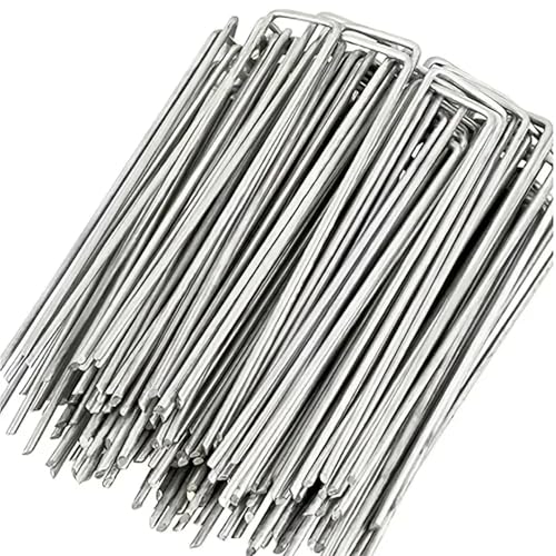 Bodenanker für Unkrautvlies 50/100pcs15cm Galvanized Landscape Staples, Outdoor Decorative Stakes, Anti Weed Barrier Fabric Rust, U-Shaped Tent(50pcs,10X4CM) von SynapSYA
