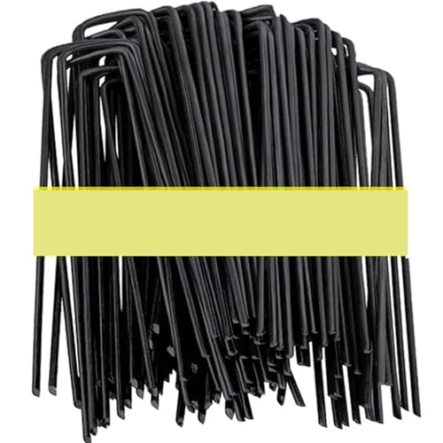 Bodenanker für Unkrautvlies 50/30/10PCS U-Shaped Garden Pins Landscape Staples Stakes Heavy Duty Yard Lawn Tent Securing Pegs Spike Fence Stake(Black- 0.3x4x15cm,30PCS) von SynapSYA