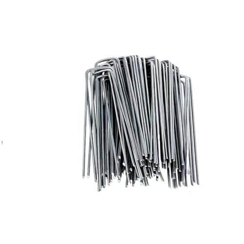 Bodenanker für Unkrautvlies 50/30/10PCS U-Shaped Garden Pins Landscape Staples Stakes Heavy Duty Yard Lawn Tent Securing Pegs Spike Fence Stake(Silver- 0.22x4x10cm,30PCS) von SynapSYA