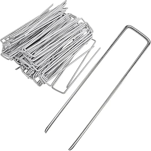 Bodenanker für Unkrautvlies 50pcs Landscape Staples, U-Shaped Garden Pins Stakes, Heavy Duty Yard Lawn Tent Securing Pegs for Weed(10X4CM) von SynapSYA