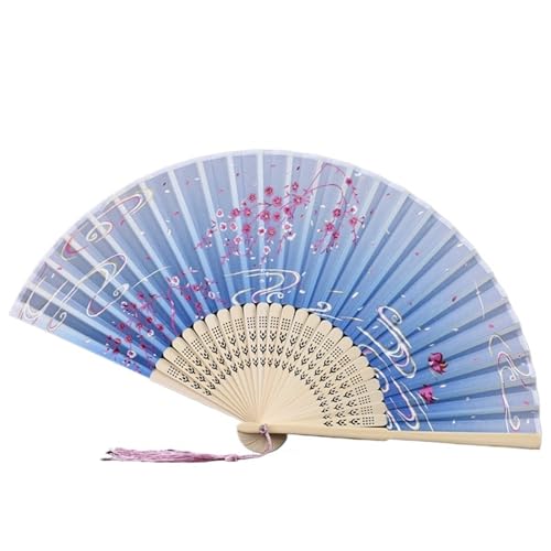 Hochzeitsfächer Klassischer Tanz-Faltfächer mit Quaste, eleganter Damenfächer, Holzschaft(Color 8) von SynapSYA