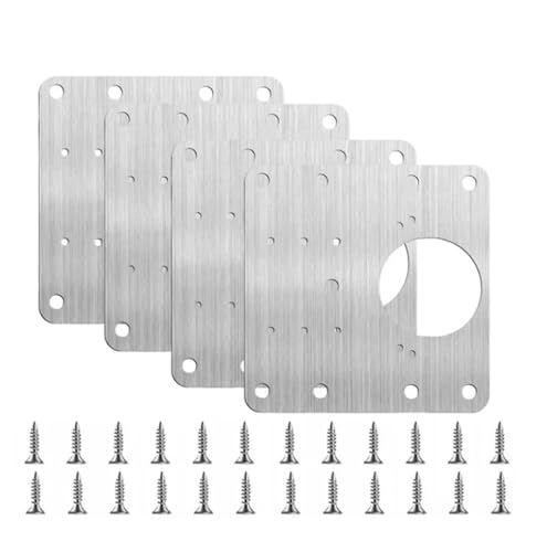 Scharnier Reparaturplatte Reparaturplatte for Küchenschrankscharniere aus Edelstahl, Befestigungsplatte for Möbelscharniere, Tisch, Schrank, Fenster, Tür, 1–20 Stück(4pcs) von SynapSYA
