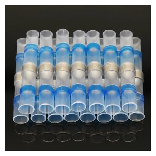 Schrumpf-Lötverbinder 50PCS Wärmeschrumpfende Draht Anschlüsse Hülse AWG22-18 Butt Elektrische Splice Verzinnt Solder Dichtung Terminal(BLUE) von SynapSYA