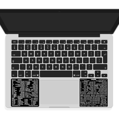 SYNERLOGIC (1 set) Mac OS + Word/Excel (for Mac) Shortcuts Stickers Bundle | No-Residue Laminated Vinyl Cheatsheet MacBook Keyboard Stickers 83 x 83 mm (Black, 1 set) von Synerlogic
