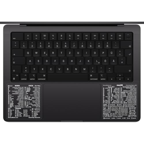 SYNERLOGIC (1 set) Mac OS + Word/Excel (for Mac) Shortcuts Stickers Bundle | No-Residue Laminated Vinyl Cheatsheet black case MacBook Keyboard Stickers 83 x 83 mm (Clear/White, 1 set) von Synerlogic