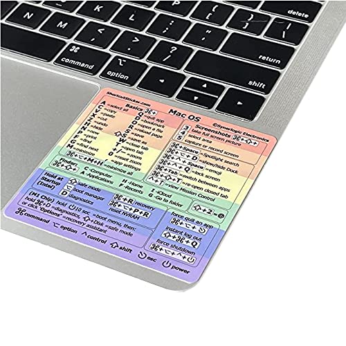 SYNERLOGIC (5 pcs) Mac OS Keyboard Shortcuts Stickers | No-Residue Laminated Vinyl Cheatsheet MacBook Keyboard Stickers 83 x 83 mm (Rainbow, 5 pcs) von Synerlogic