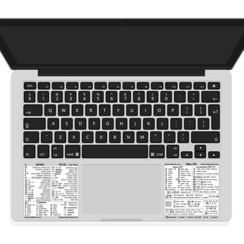 SYNERLOGIC (10 sets) Mac OS + Word/Excel (for Mac) Shortcuts Stickers Bundle | No-Residue Laminated Vinyl Cheatsheet MacBook Keyboard Stickers 83 x 83 mm (White, 10 sets) von Synerlogic