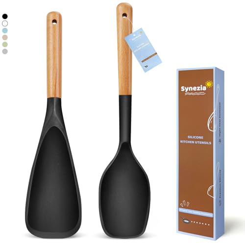 Großes Silikon-Kochlöffel-Set, 2 Stück, hitzebeständig, antihaftbeschichtet, multifunktionaler Spatel, Löffel, Küche Cucharras de Silicona Cocina zum Mischen, Schaufeln, Schaben, Backen, Rühren Großes Silikon-Kochlöffel-Set, 2 Stück, hitzebeständig, antihaftbeschichtet, multifunktionaler Spatel, Löffel, Küche Cucharras de Silicona Cocina zum Mischen, Schaufeln, Schaben, Backen, Rühren von Synezia