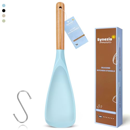 Multifunktionaler Silikon-Spatel, großer flacher Spatel, Löffel zum Kochen, antihaftbeschichtet, großer Servierlöffel, hitzebeständig, Küchen-Cucharras zum Schaufeln, Schaben, Mischen, Rühren, Backen Multifunktionaler Silikon-Spatel, großer flacher Spatel, Löffel zum Kochen, antihaftbeschichtet, großer Servierlöffel, hitzebeständig, Küchen-Cucharras zum Schaufeln, Schaben, Mischen, Rühren, Backen von Synezia
